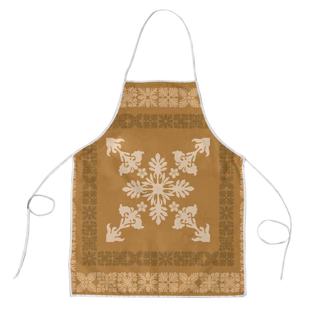 Hawaiian Quilt Block Design Apron Gold Hawaii Culture Motifs - Polynesian Pride