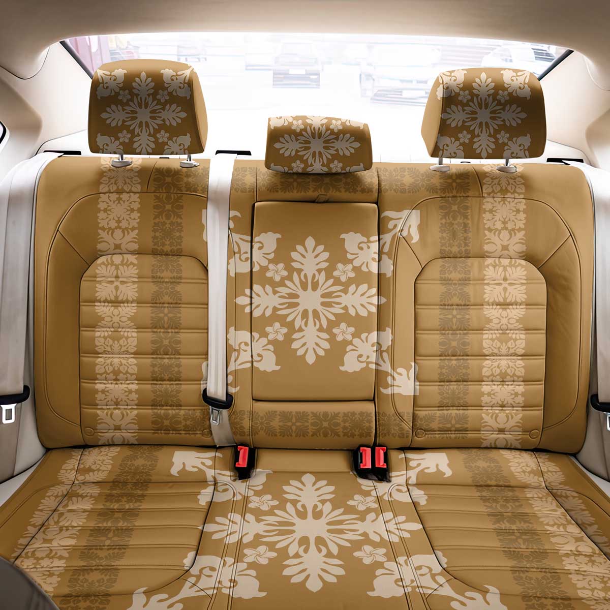 Hawaiian Quilt Block Design Back Car Seat Cover Gold Hawaii Culture Motifs LT9 - Polynesian Pride