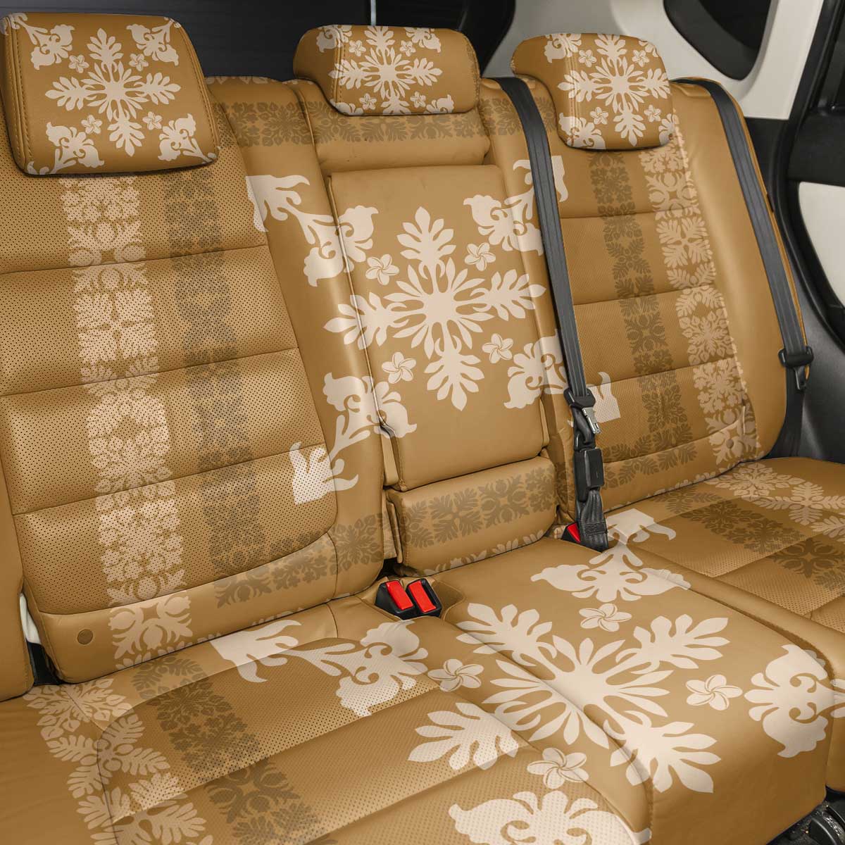 Hawaiian Quilt Block Design Back Car Seat Cover Gold Hawaii Culture Motifs LT9 - Polynesian Pride