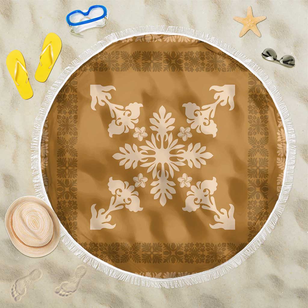 Hawaiian Quilt Block Design Beach Blanket Gold Hawaii Culture Motifs - Polynesian Pride