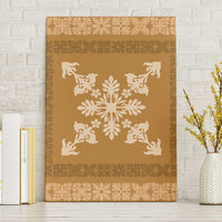 Hawaiian Quilt Block Design Canvas Wall Art Gold Hawaii Culture Motifs - Polynesian Pride