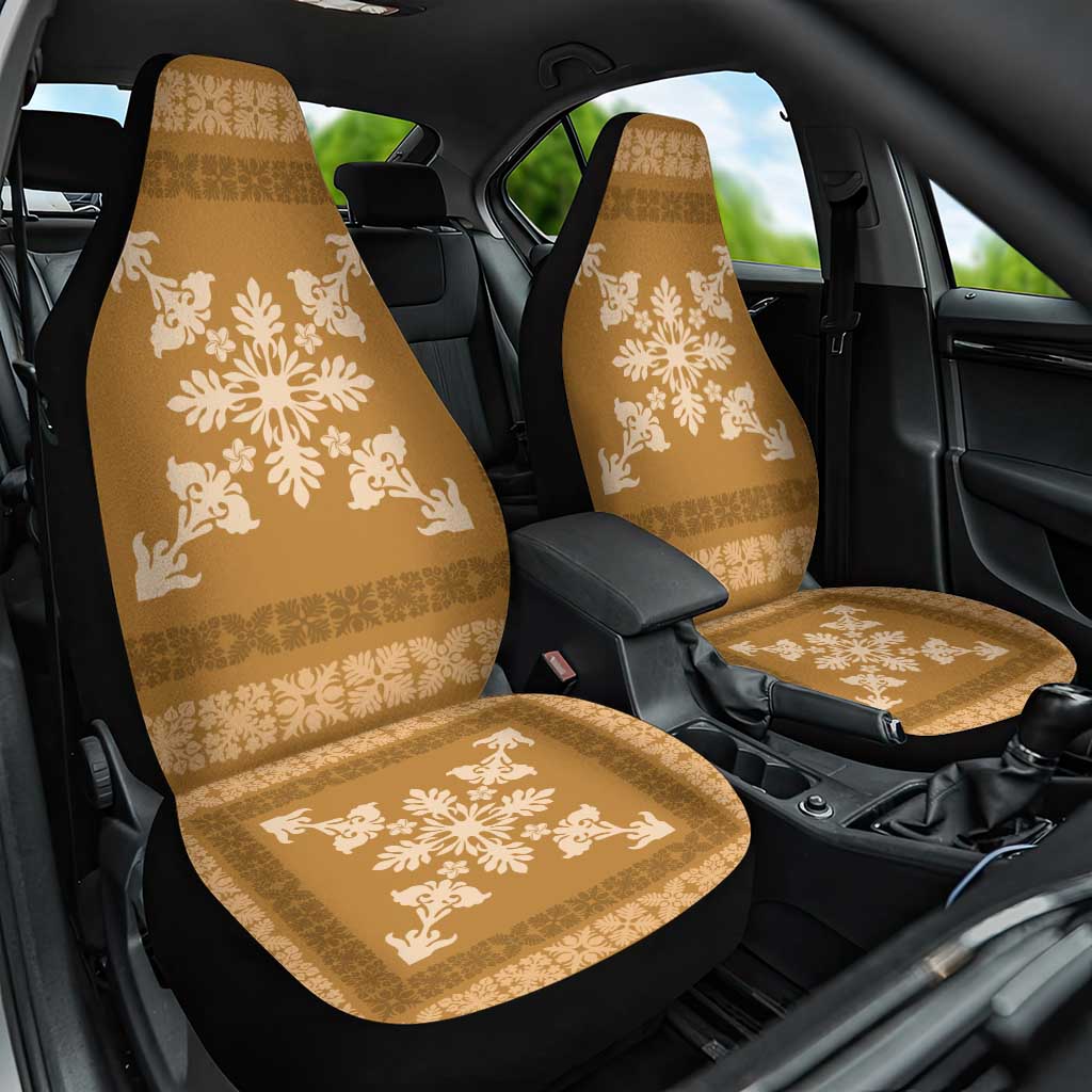Hawaiian Quilt Block Design Car Seat Cover Gold Hawaii Culture Motifs LT9 One Size Gold - Polynesian Pride