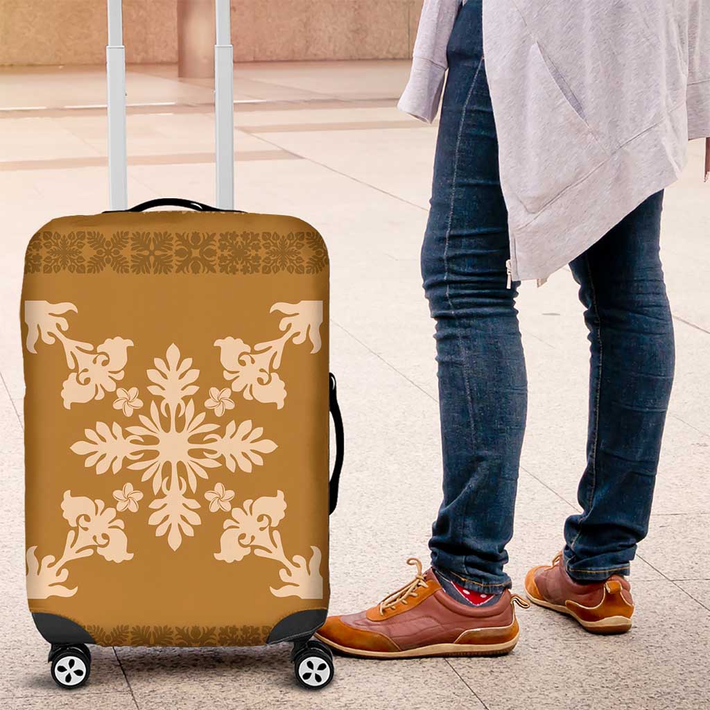 Hawaiian Quilt Block Design Luggage Cover Gold Hawaii Culture Motifs LT9 Gold - Polynesian Pride