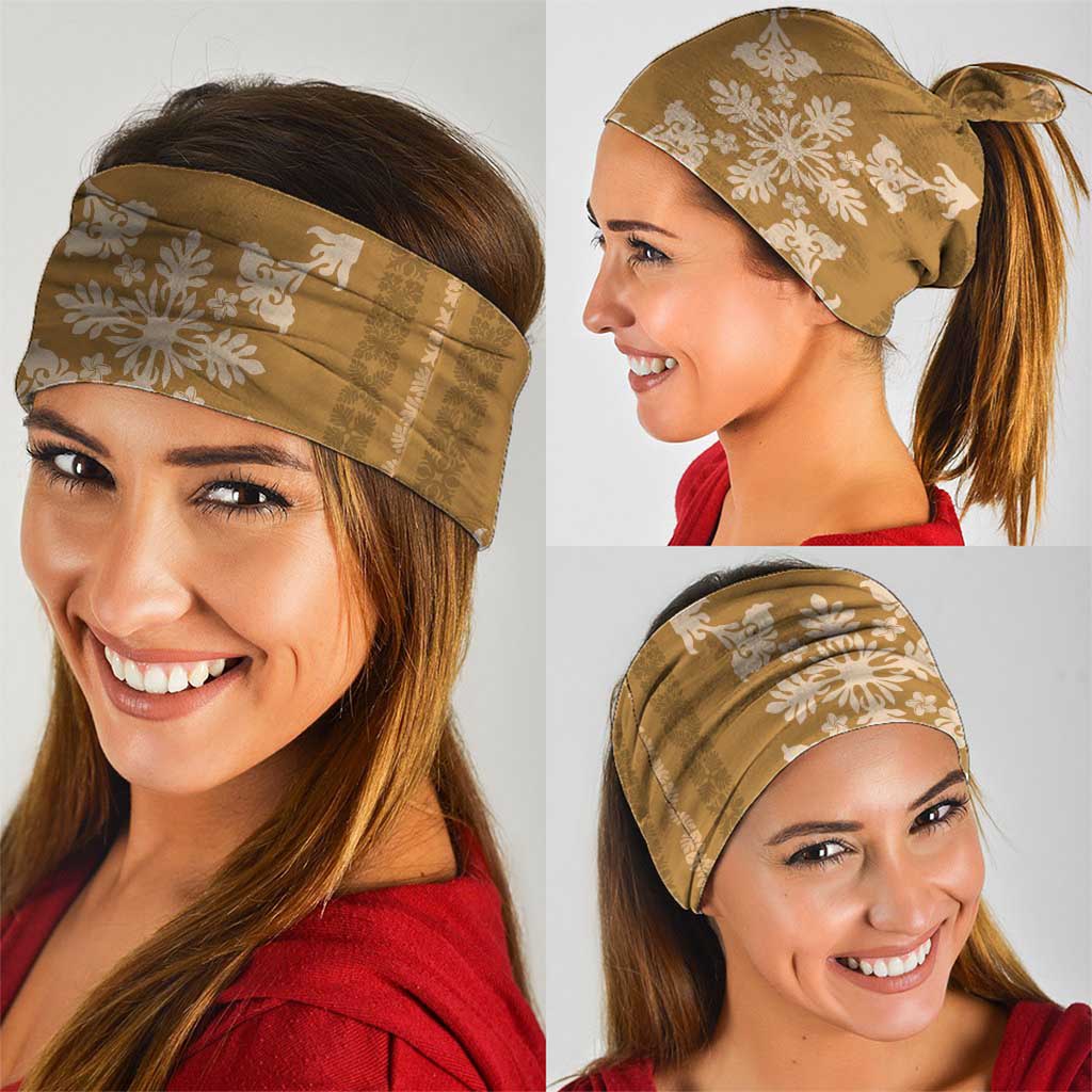 Hawaiian Quilt Block Design Neck Gaiter Gold Hawaii Culture Motifs - Polynesian Pride