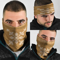 Hawaiian Quilt Block Design Neck Gaiter Gold Hawaii Culture Motifs - Polynesian Pride