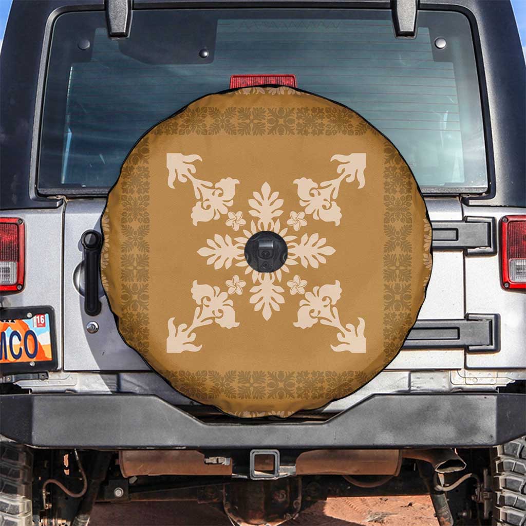 Hawaiian Quilt Block Design Spare Tire Cover Gold Hawaii Culture Motifs LT9 Gold - Polynesian Pride