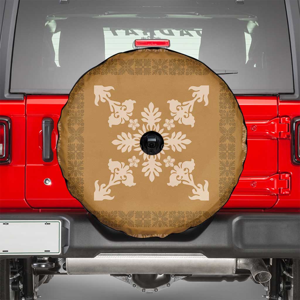 Hawaiian Quilt Block Design Spare Tire Cover Gold Hawaii Culture Motifs LT9 - Polynesian Pride