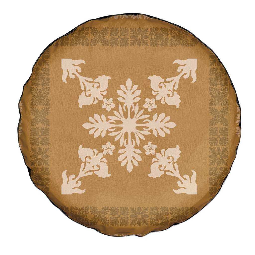 Hawaiian Quilt Block Design Spare Tire Cover Gold Hawaii Culture Motifs LT9 - Polynesian Pride
