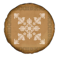 Hawaiian Quilt Block Design Spare Tire Cover Gold Hawaii Culture Motifs LT9 - Polynesian Pride