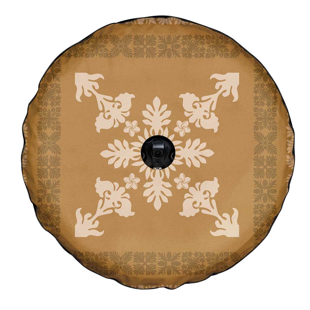 Hawaiian Quilt Block Design Spare Tire Cover Gold Hawaii Culture Motifs LT9 - Polynesian Pride