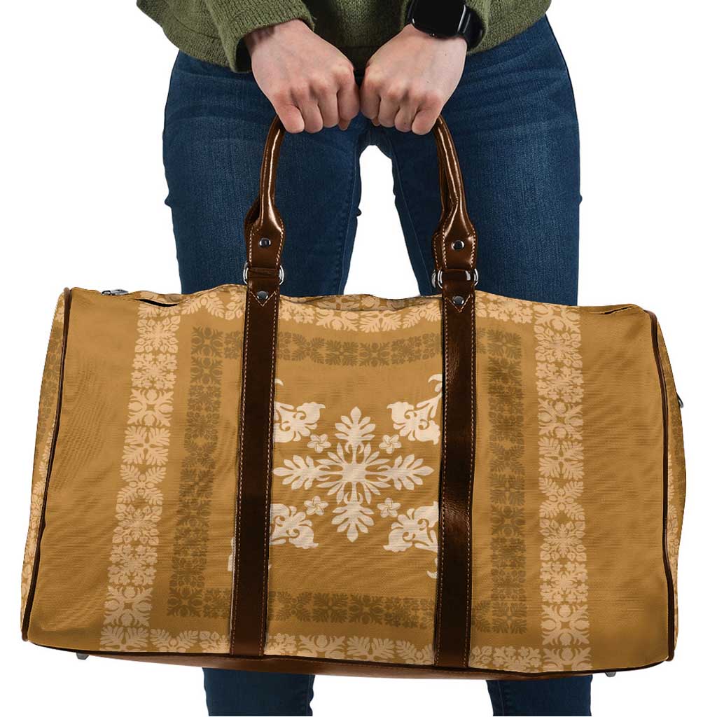 Hawaiian Quilt Block Design Travel Bag Gold Hawaii Culture Motifs LT9 Gold - Polynesian Pride
