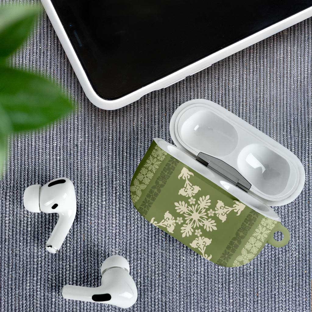 Hawaiian Quilt Block Design AirPods Case Lime Hawaii Culture Motifs - Polynesian Pride
