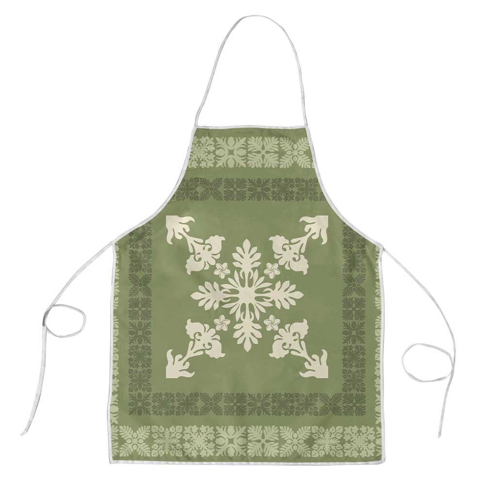 Hawaiian Quilt Block Design Apron Lime Hawaii Culture Motifs - Polynesian Pride