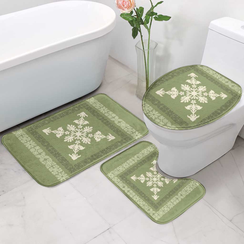 Hawaiian Quilt Block Design Bathroom Set Lime Hawaii Culture Motifs - Polynesian Pride
