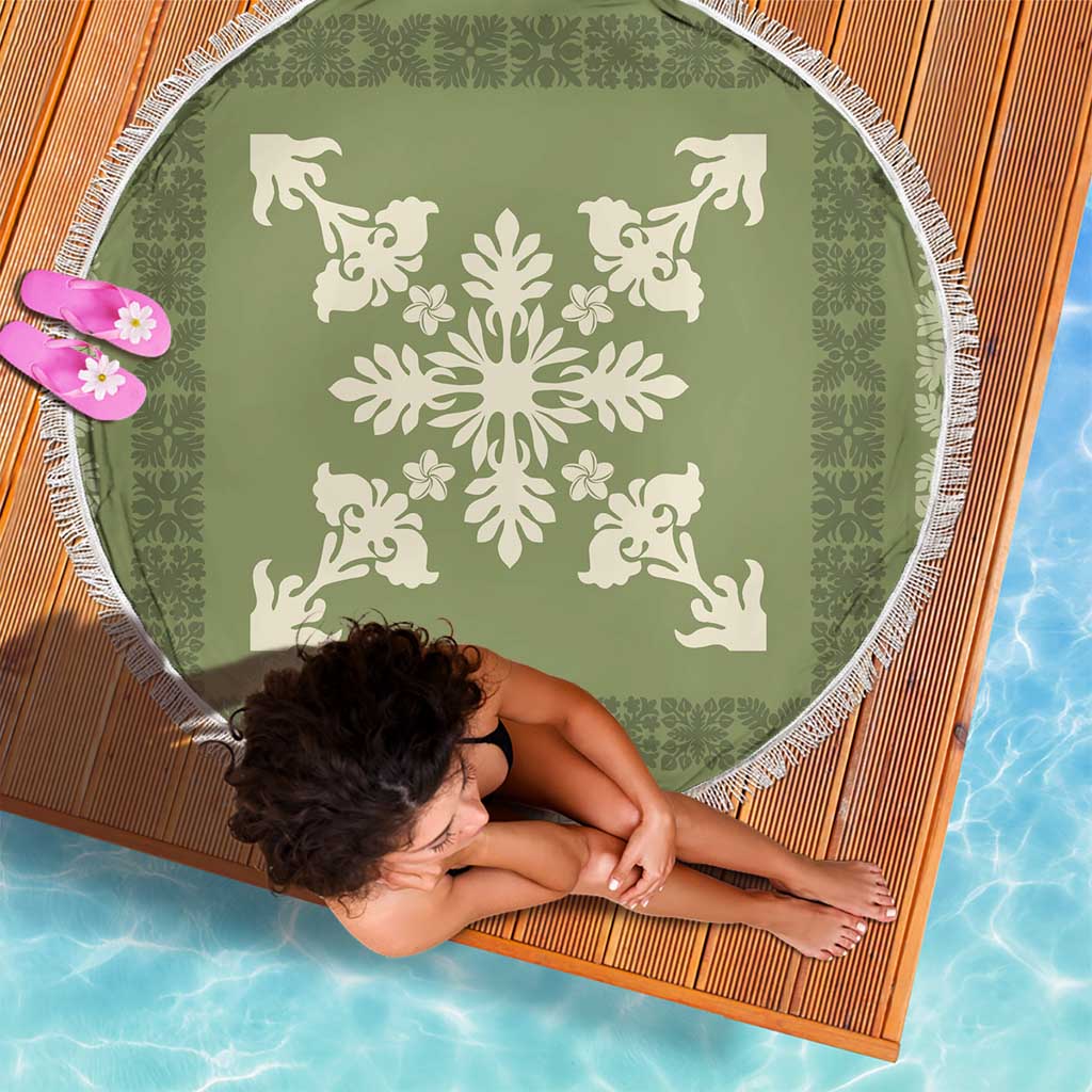 Hawaiian Quilt Block Design Beach Blanket Lime Hawaii Culture Motifs - Polynesian Pride