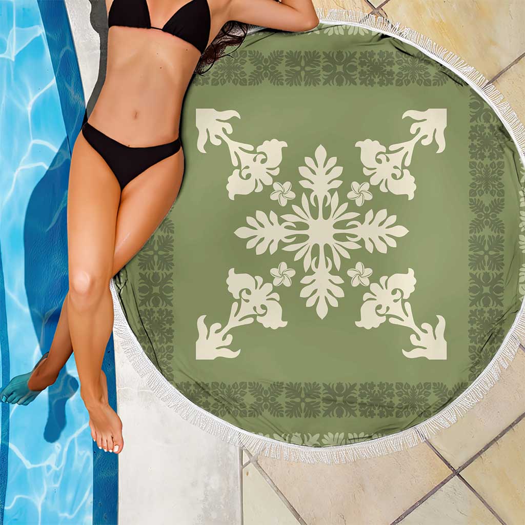 Hawaiian Quilt Block Design Beach Blanket Lime Hawaii Culture Motifs - Polynesian Pride