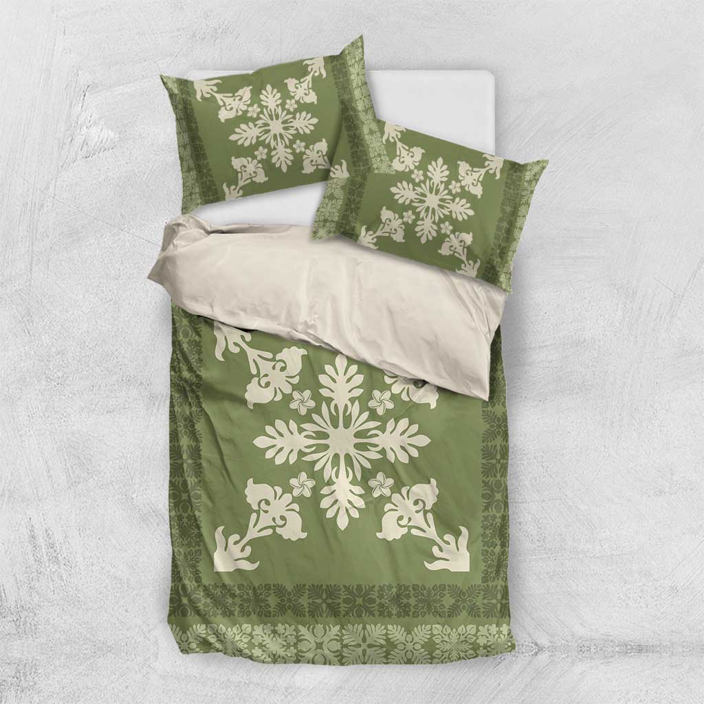 Hawaiian Quilt Block Design Bedding Set Lime Hawaii Culture Motifs - Polynesian Pride