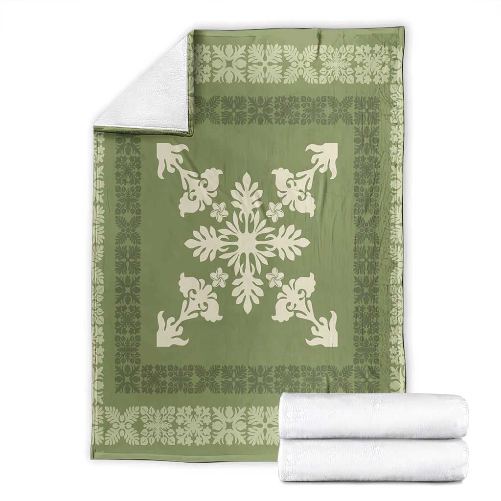 Hawaiian Quilt Block Design Blanket Lime Hawaii Culture Motifs - Polynesian Pride