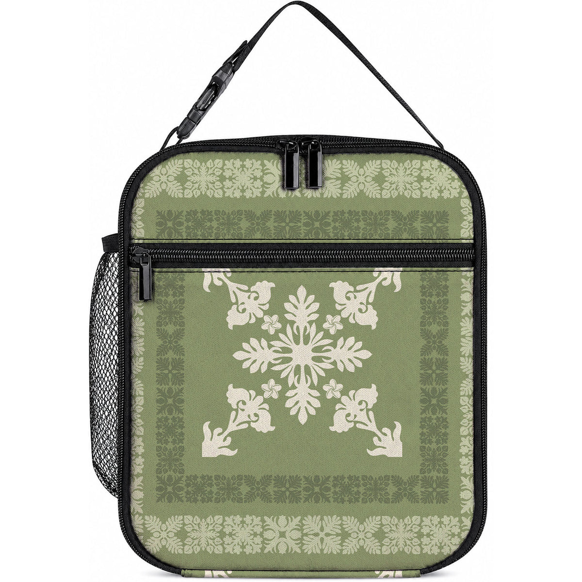 Hawaiian Quilt Block Design Lunch Bag Lime Hawaii Culture Motifs LT9 10.2 × 8.3 × 4.3 inch Lime - Polynesian Pride