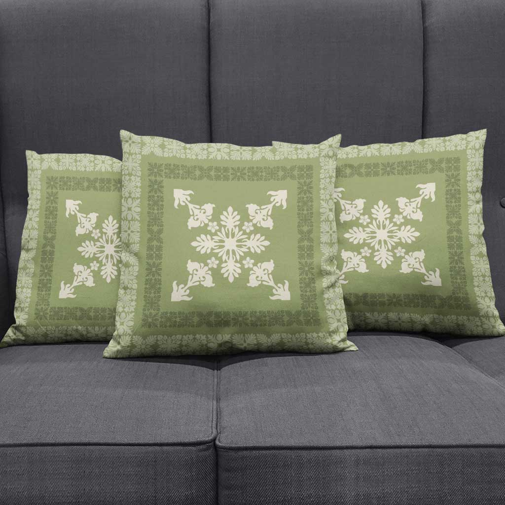 Hawaiian Quilt Block Design Pillow Cover Lime Hawaii Culture Motifs - Polynesian Pride