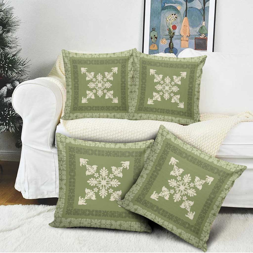 Hawaiian Quilt Block Design Pillow Cover Lime Hawaii Culture Motifs - Polynesian Pride