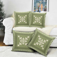 Hawaiian Quilt Block Design Pillow Cover Lime Hawaii Culture Motifs - Polynesian Pride