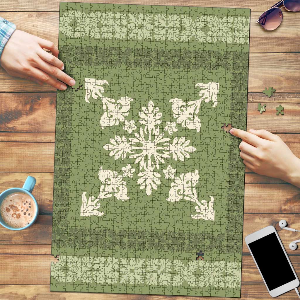 Hawaiian Quilt Block Design Puzzle Lime Hawaii Culture Motifs LT9 Lime - Polynesian Pride