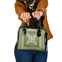 Hawaiian Quilt Block Design Shoulder Handbag Lime Hawaii Culture Motifs - Polynesian Pride