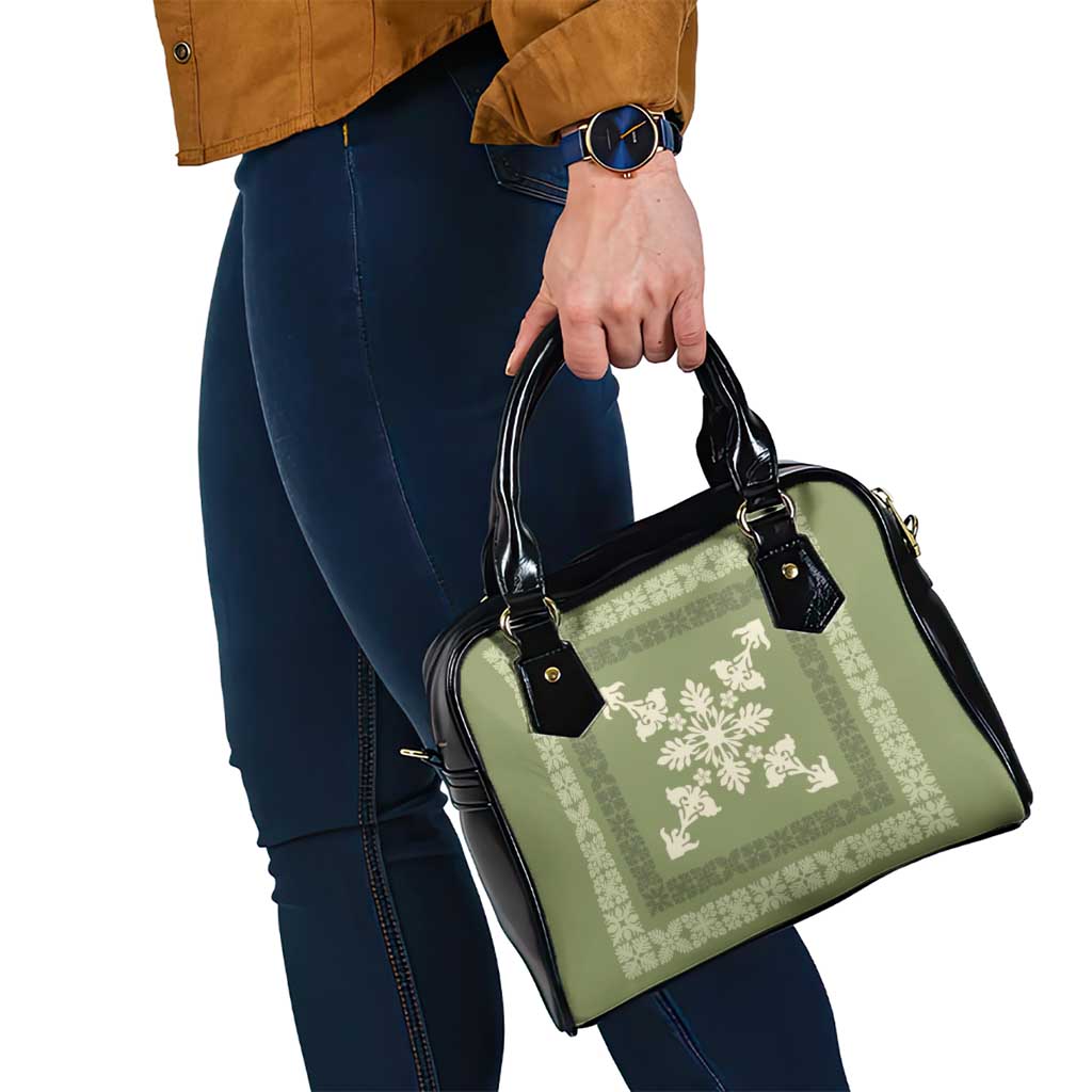 Hawaiian Quilt Block Design Shoulder Handbag Lime Hawaii Culture Motifs - Polynesian Pride