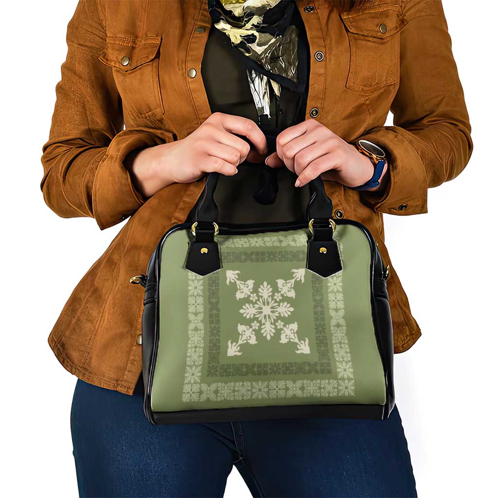 Hawaiian Quilt Block Design Shoulder Handbag Lime Hawaii Culture Motifs - Polynesian Pride