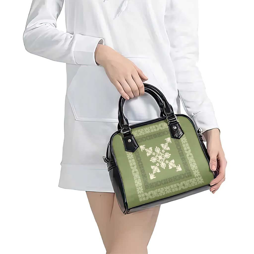 Hawaiian Quilt Block Design Shoulder Handbag Lime Hawaii Culture Motifs - Polynesian Pride