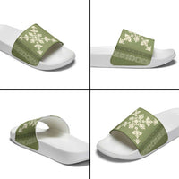 Hawaiian Quilt Block Design Slide Sandals Lime Hawaii Culture Motifs - Polynesian Pride