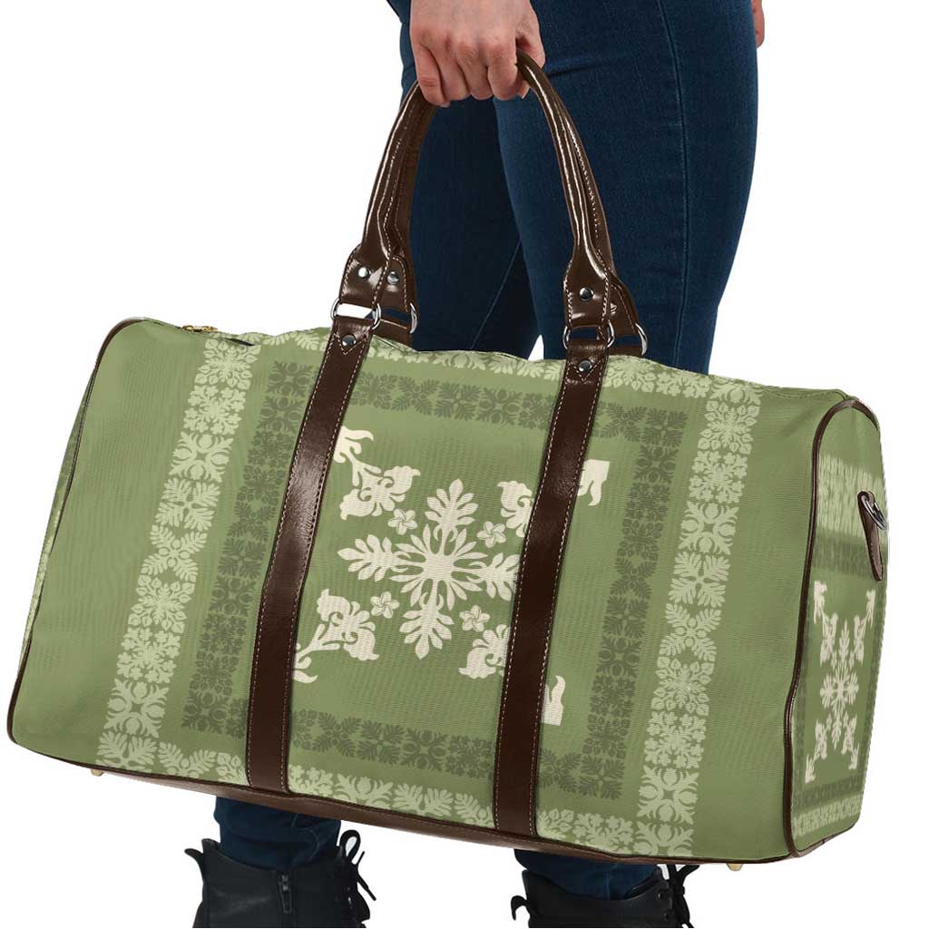 Hawaiian Quilt Block Design Travel Bag Lime Hawaii Culture Motifs - Polynesian Pride