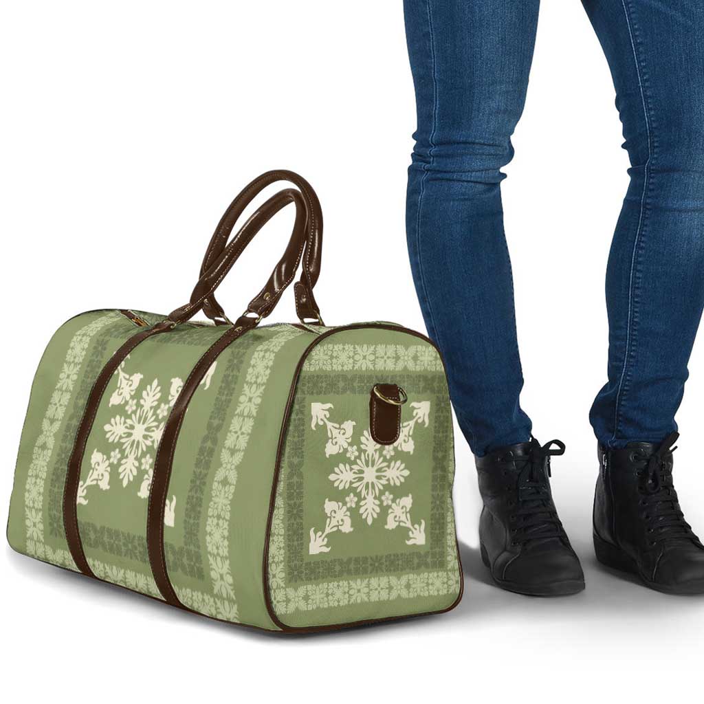 Hawaiian Quilt Block Design Travel Bag Lime Hawaii Culture Motifs - Polynesian Pride