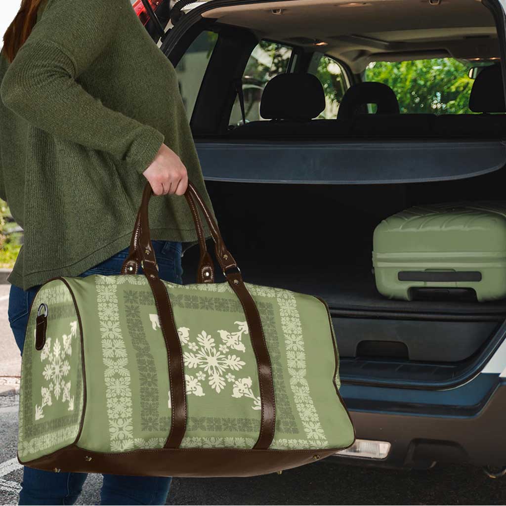 Hawaiian Quilt Block Design Travel Bag Lime Hawaii Culture Motifs - Polynesian Pride