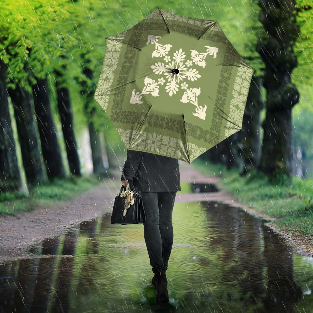 Hawaiian Quilt Block Design Umbrella Lime Hawaii Culture Motifs - Polynesian Pride
