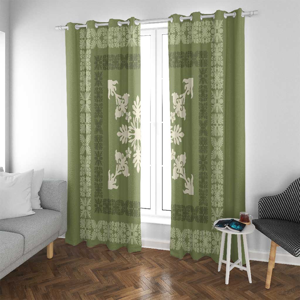 Hawaiian Quilt Block Design Window Curtain Lime Hawaii Culture Motifs - Polynesian Pride