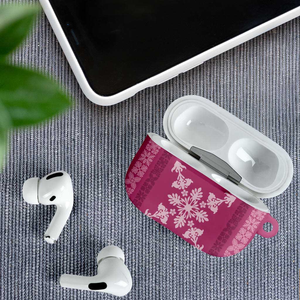 Hawaiian Quilt Block Design AirPods Case Pink Hawaii Culture Motifs - Polynesian Pride