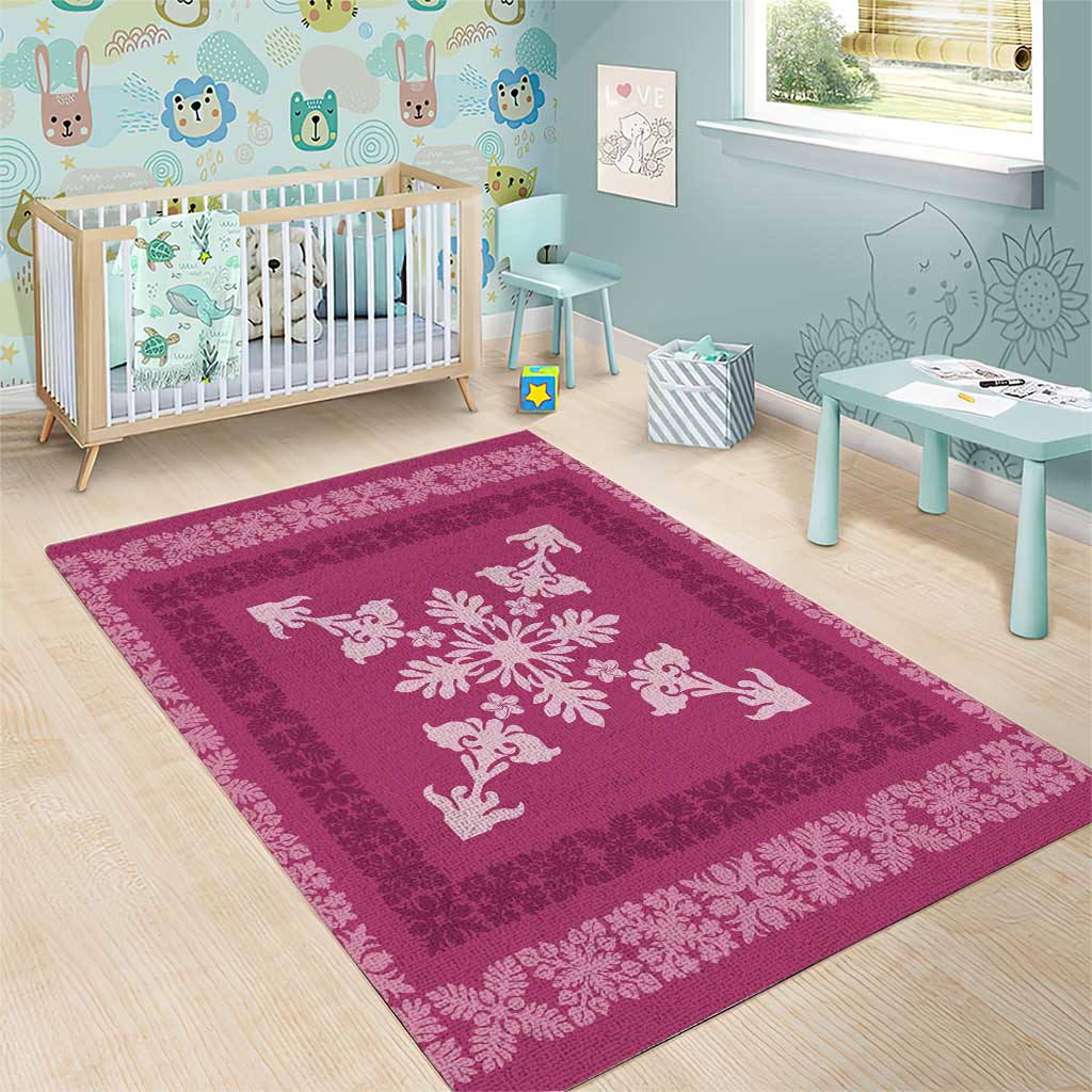 Hawaiian Quilt Block Design Area Rug Pink Hawaii Culture Motifs - Polynesian Pride