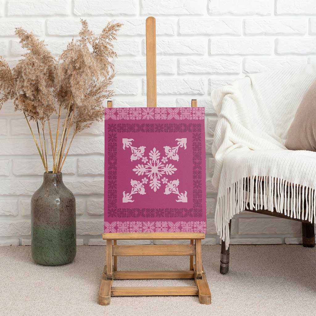 Hawaiian Quilt Block Design Canvas Wall Art Pink Hawaii Culture Motifs - Polynesian Pride
