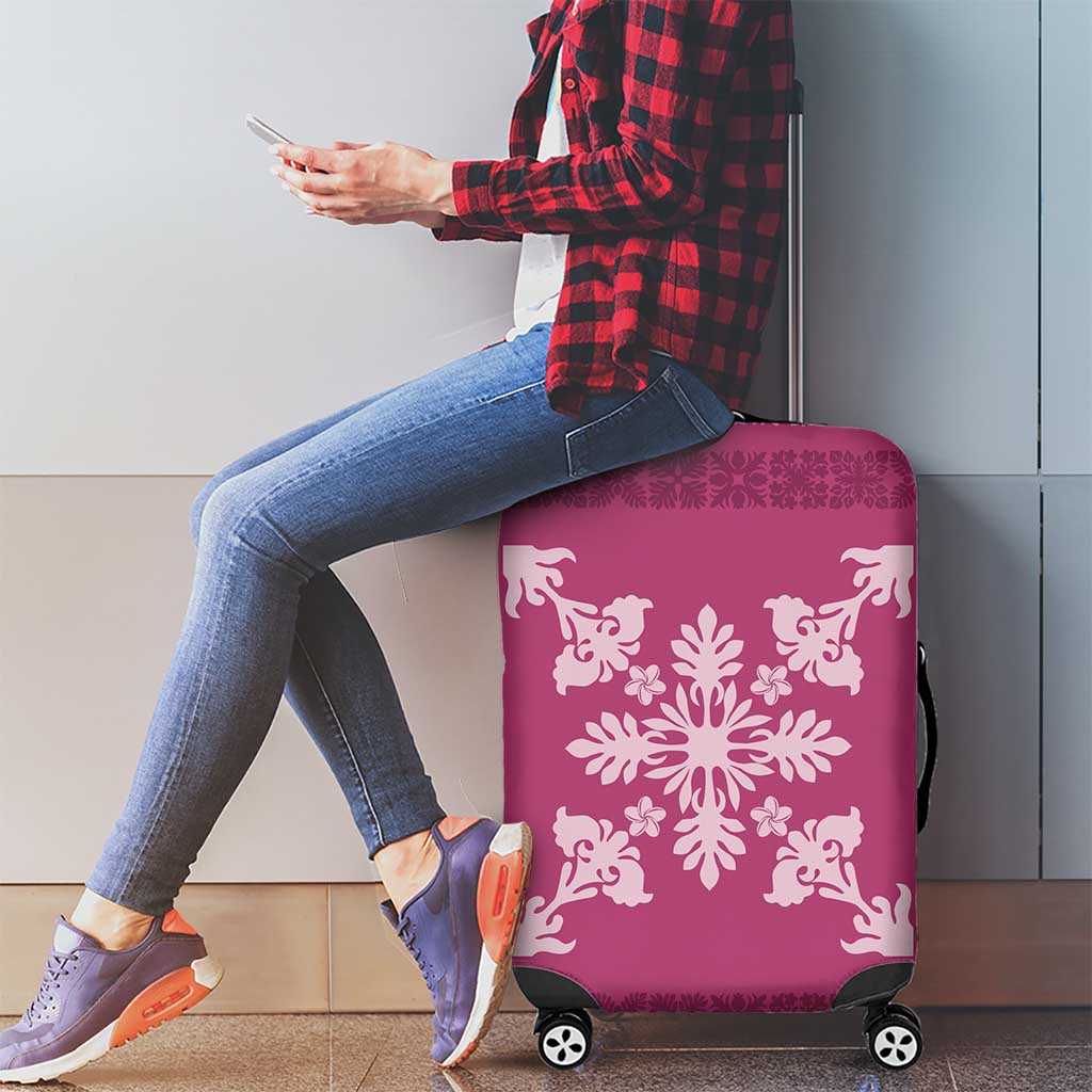 Hawaiian Quilt Block Design Luggage Cover Pink Hawaii Culture Motifs LT9 - Polynesian Pride