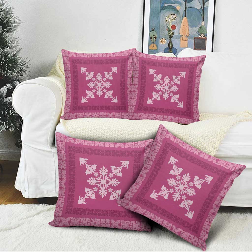 Hawaiian Quilt Block Design Pillow Cover Pink Hawaii Culture Motifs - Polynesian Pride