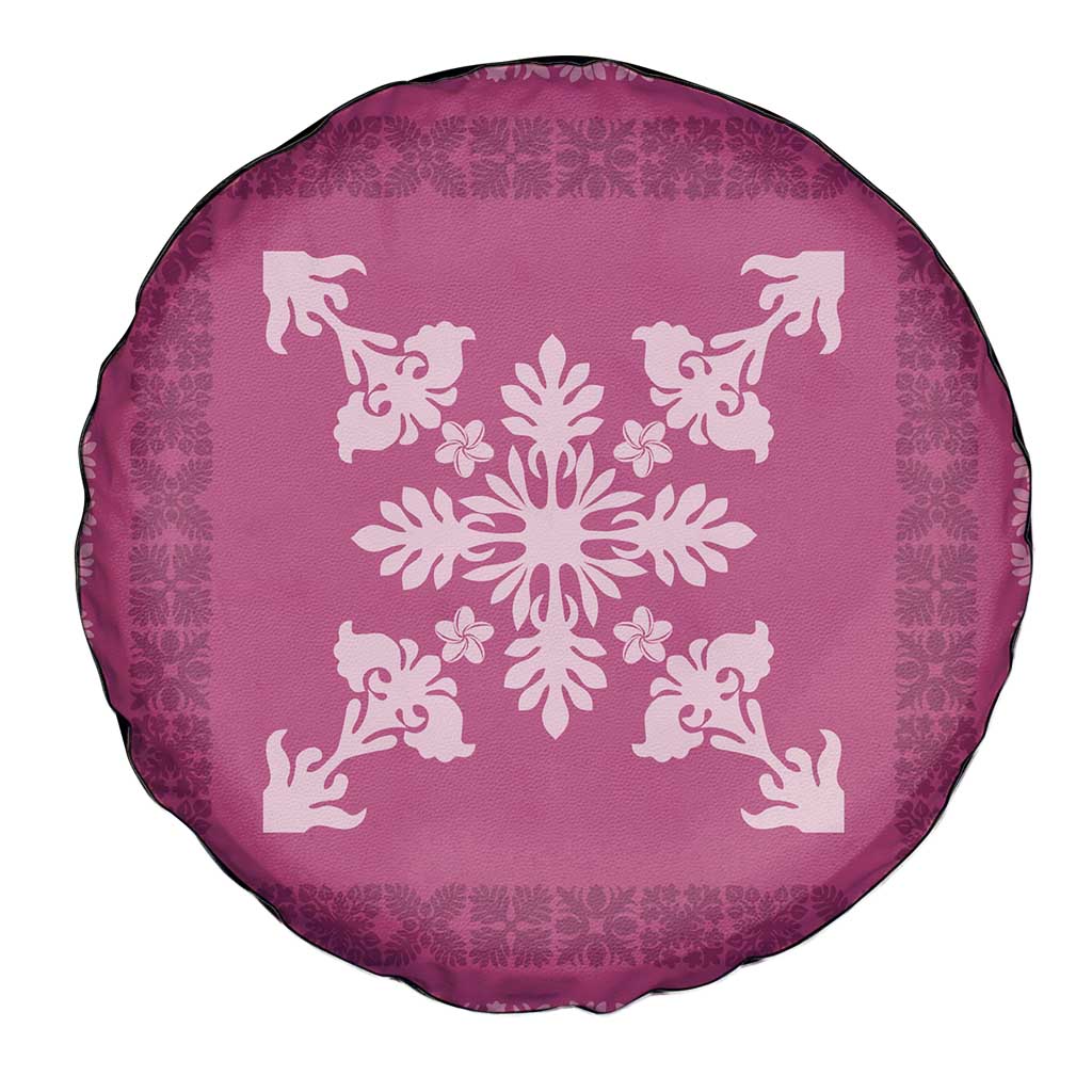 Hawaiian Quilt Block Design Spare Tire Cover Pink Hawaii Culture Motifs LT9 - Polynesian Pride