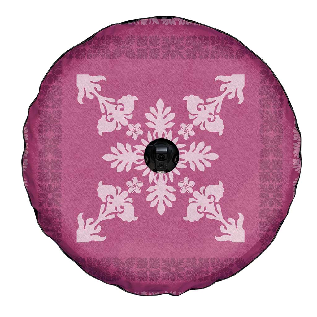 Hawaiian Quilt Block Design Spare Tire Cover Pink Hawaii Culture Motifs LT9 - Polynesian Pride