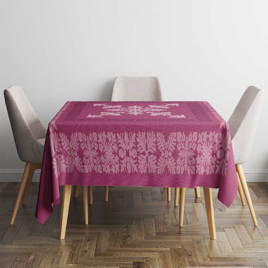 Hawaiian Quilt Block Design Tablecloth Pink Hawaii Culture Motifs - Polynesian Pride