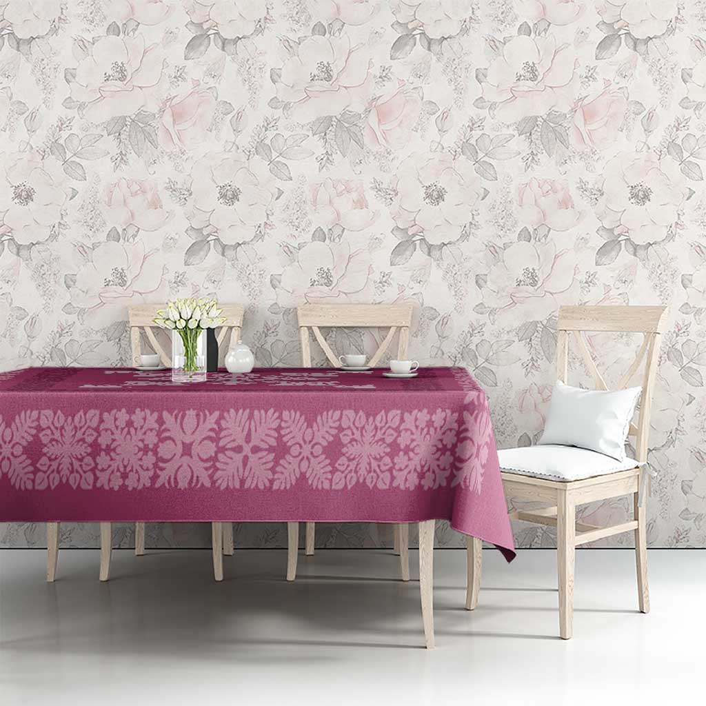 Hawaiian Quilt Block Design Tablecloth Pink Hawaii Culture Motifs - Polynesian Pride