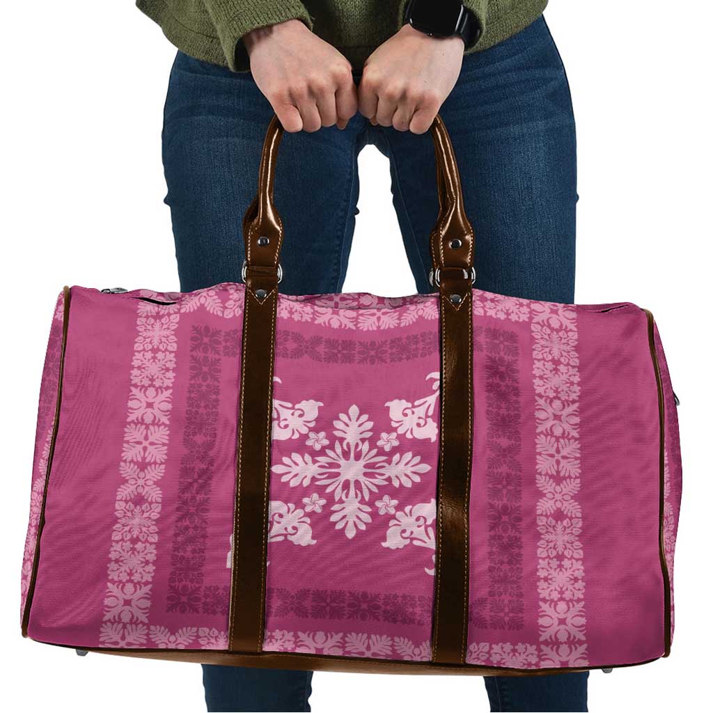 Hawaiian Quilt Block Design Travel Bag Pink Hawaii Culture Motifs - Polynesian Pride