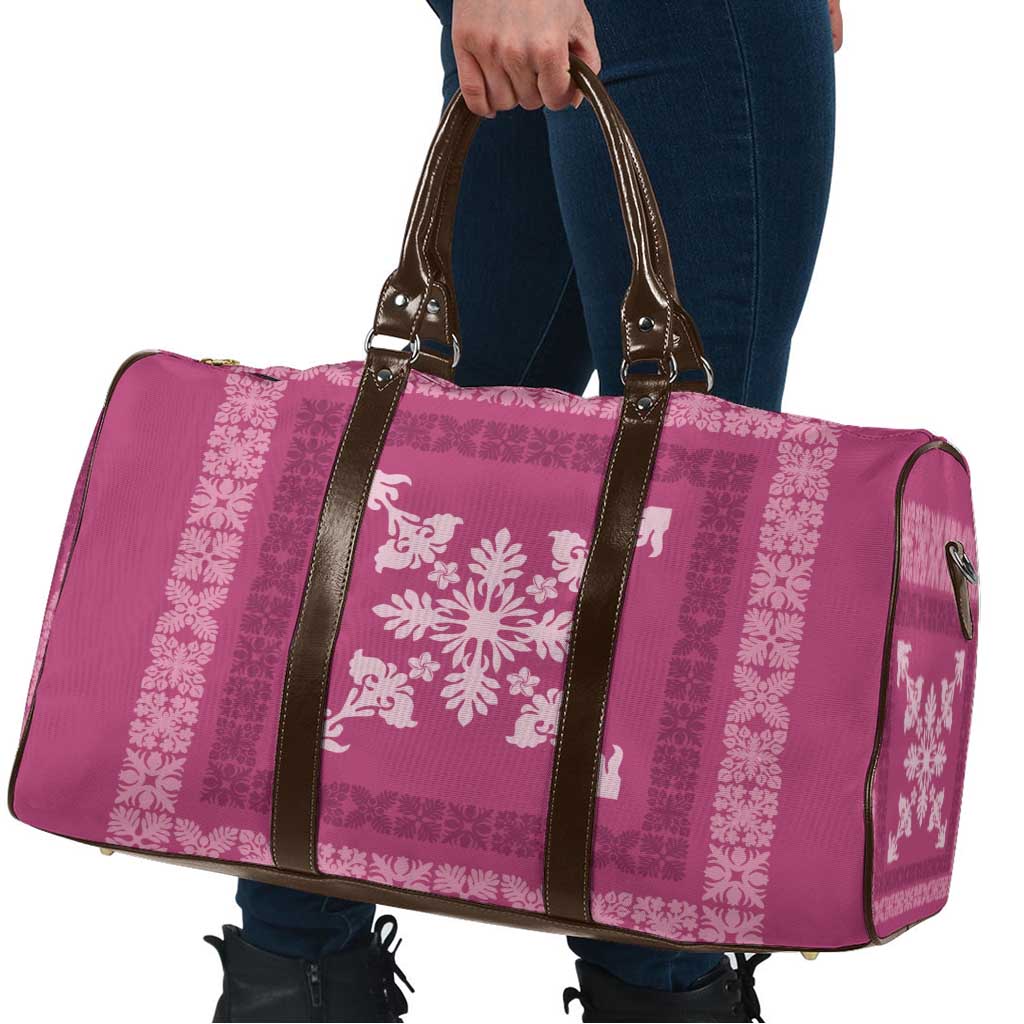 Hawaiian Quilt Block Design Travel Bag Pink Hawaii Culture Motifs - Polynesian Pride