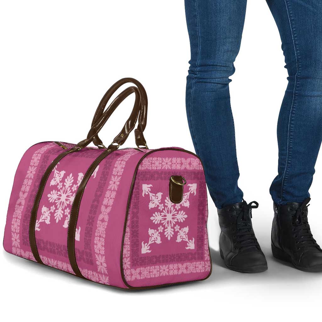 Hawaiian Quilt Block Design Travel Bag Pink Hawaii Culture Motifs - Polynesian Pride