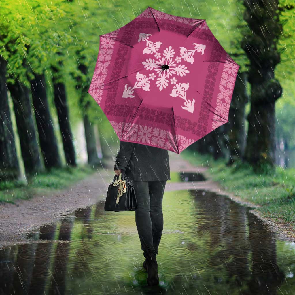 Hawaiian Quilt Block Design Umbrella Pink Hawaii Culture Motifs - Polynesian Pride
